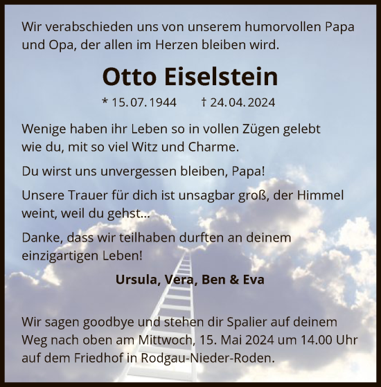 Traueranzeige von Otto Eiselstein von OF
